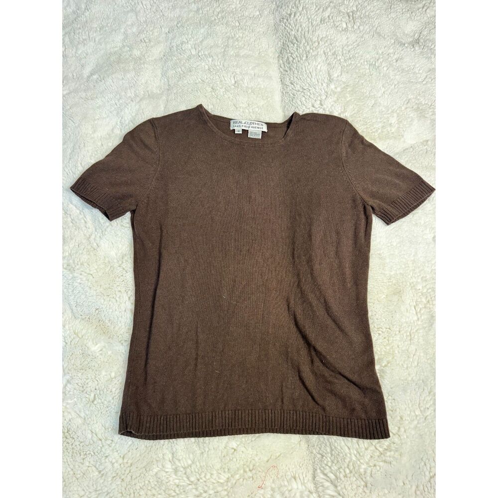 Vintage Saks Fifth Avenue Real Clothes Silk Cashmere Brown Knit Sweater M